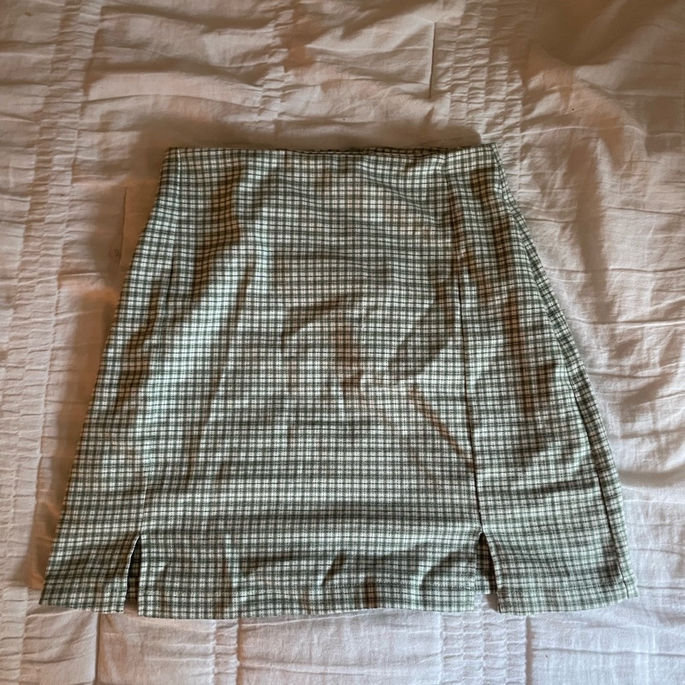 Brandy Melville Green Gingham Skirt